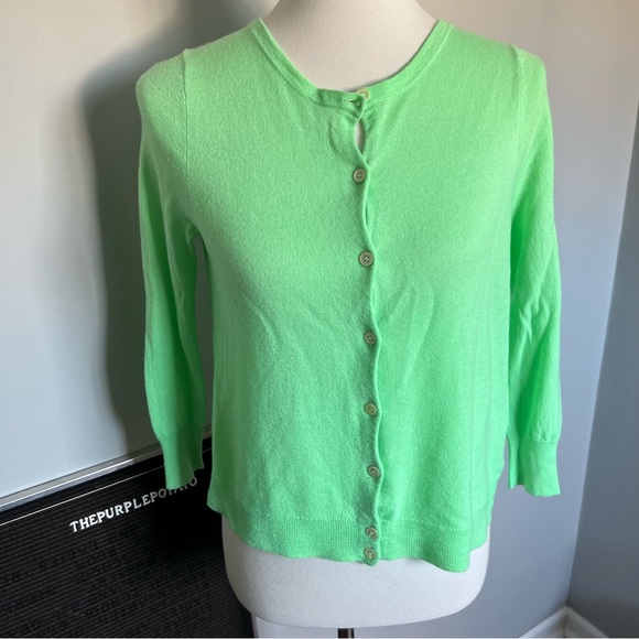 J. Crew Sweaters - J.Crew Collection Light Green Cashmere Button Down Cardigan Size S
